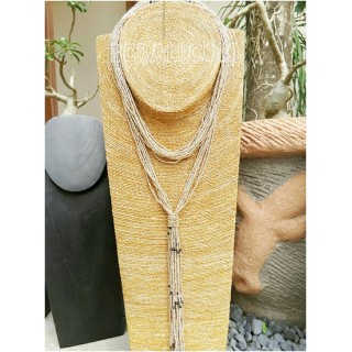 multiple strand beads beige necklaces double